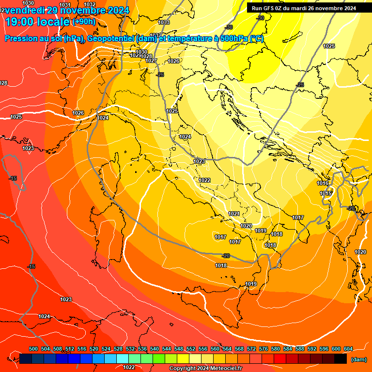 Modele GFS - Carte prvisions 