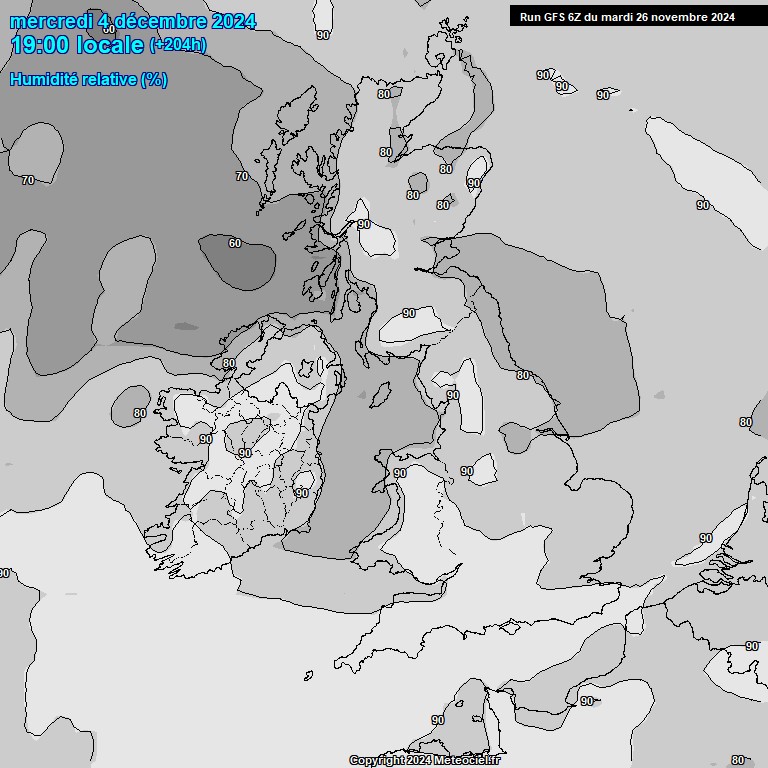 Modele GFS - Carte prvisions 