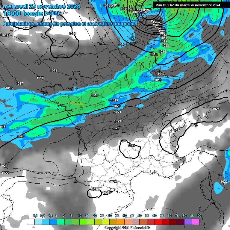 Modele GFS - Carte prvisions 