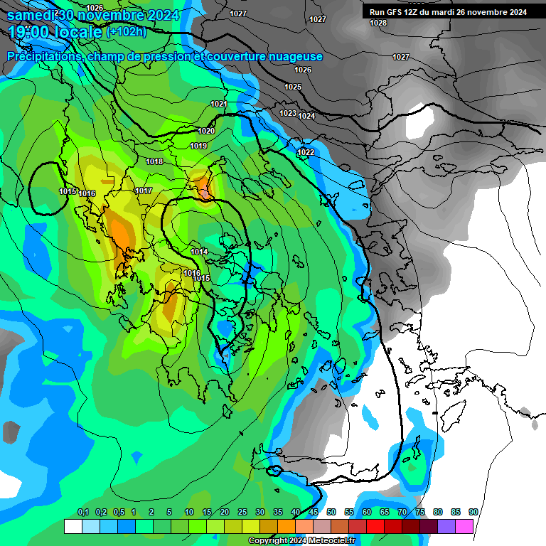 Modele GFS - Carte prvisions 