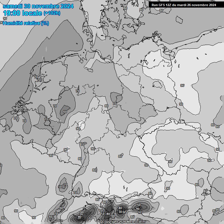 Modele GFS - Carte prvisions 