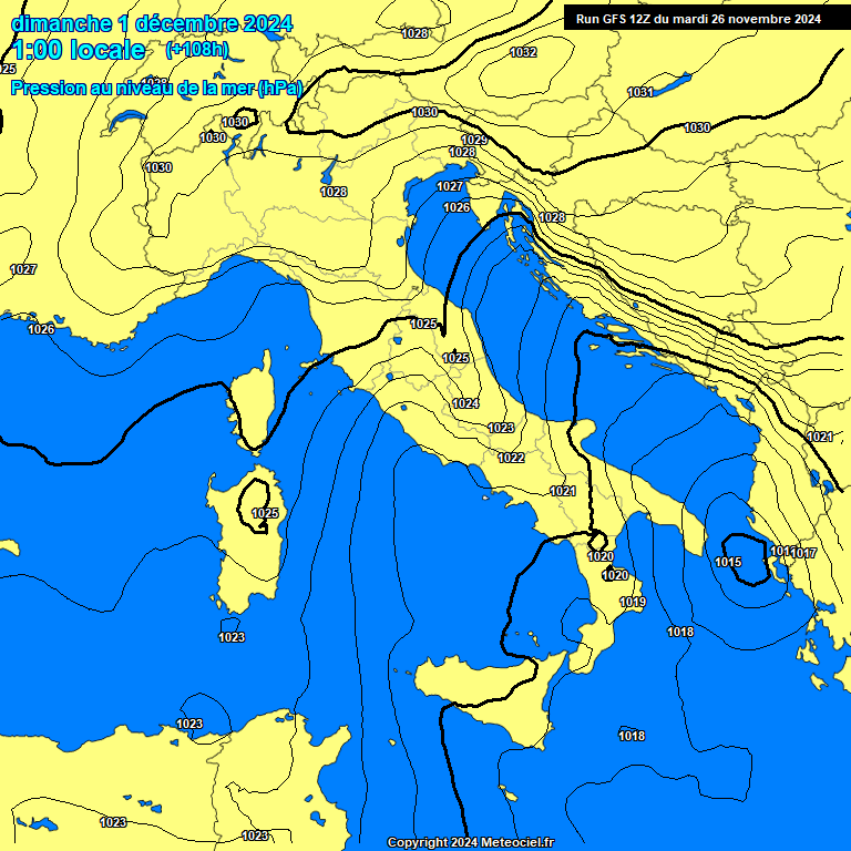 Modele GFS - Carte prvisions 