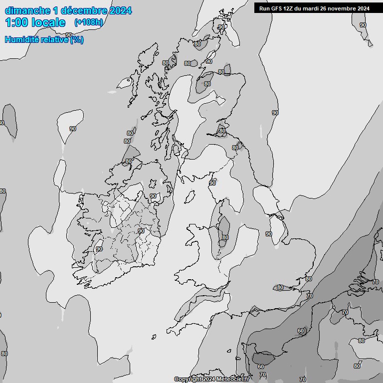 Modele GFS - Carte prvisions 