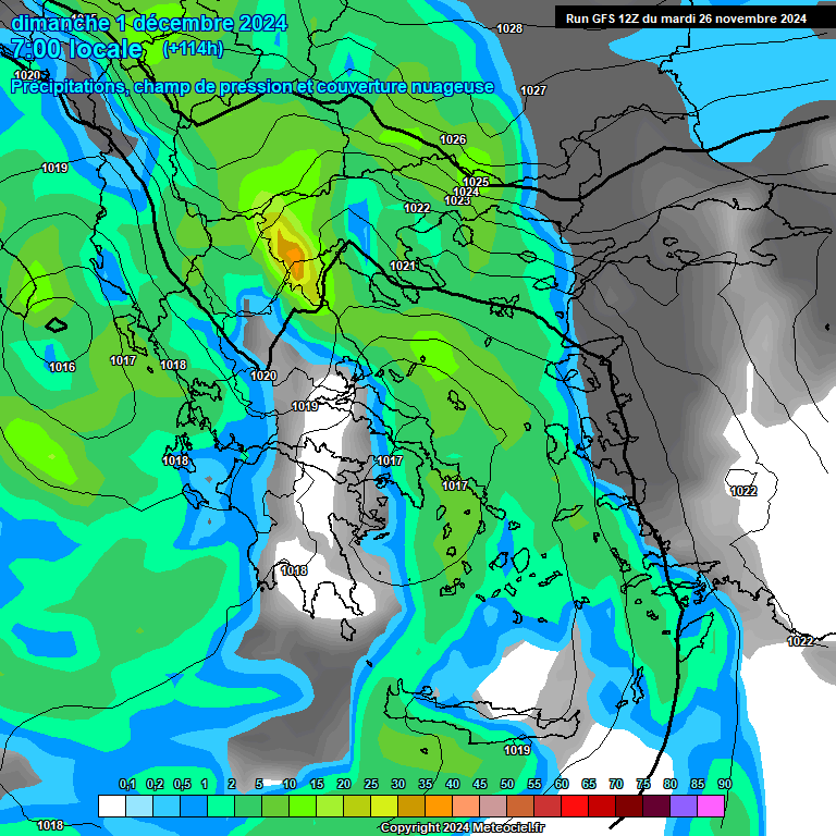 Modele GFS - Carte prvisions 