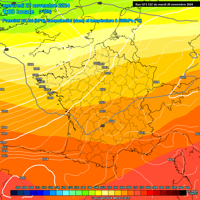 Modele GFS - Carte prvisions 