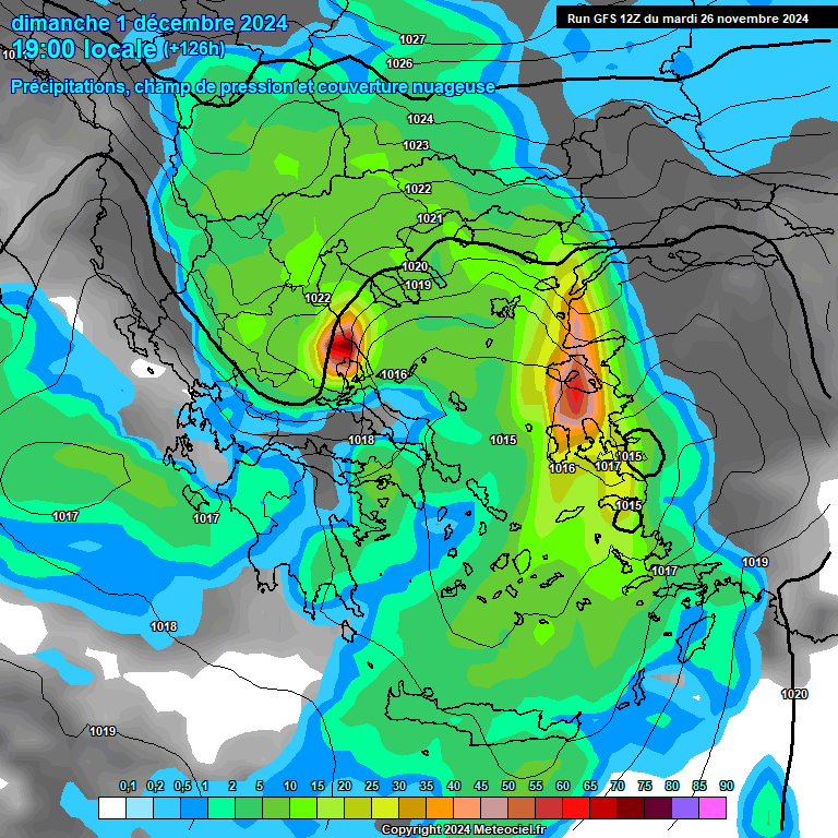 Modele GFS - Carte prvisions 