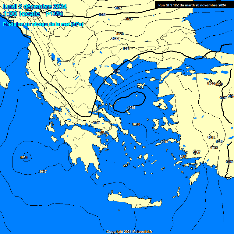 Modele GFS - Carte prvisions 