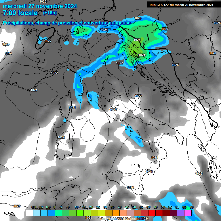 Modele GFS - Carte prvisions 