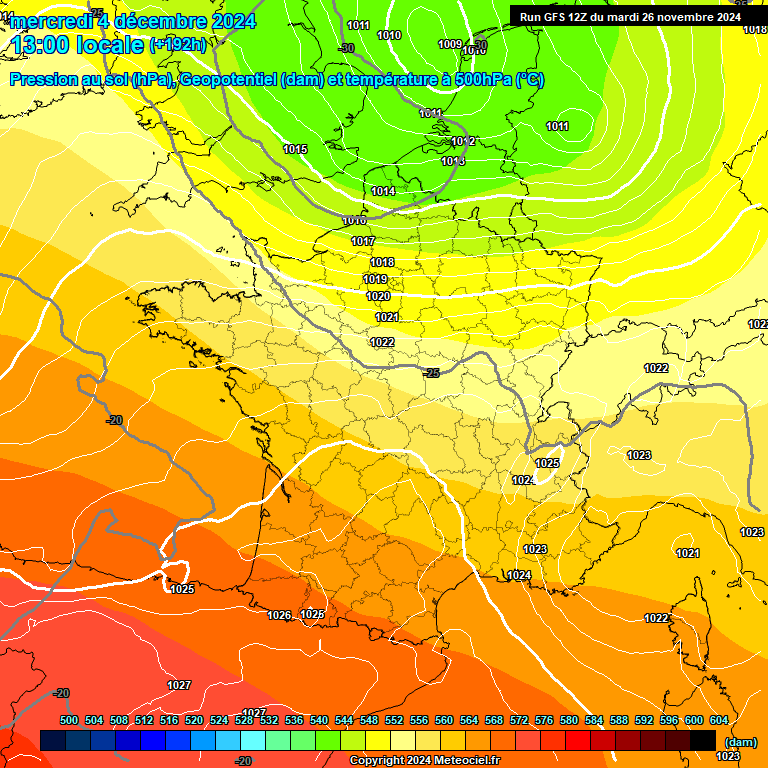 Modele GFS - Carte prvisions 