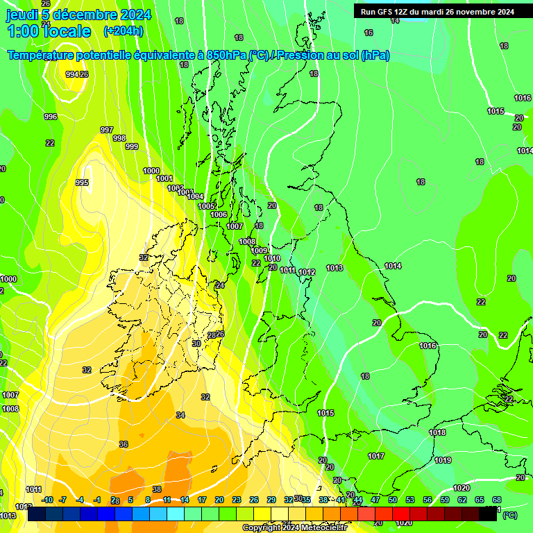 Modele GFS - Carte prvisions 