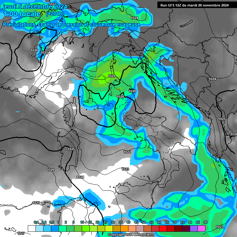 Modele GFS - Carte prvisions 