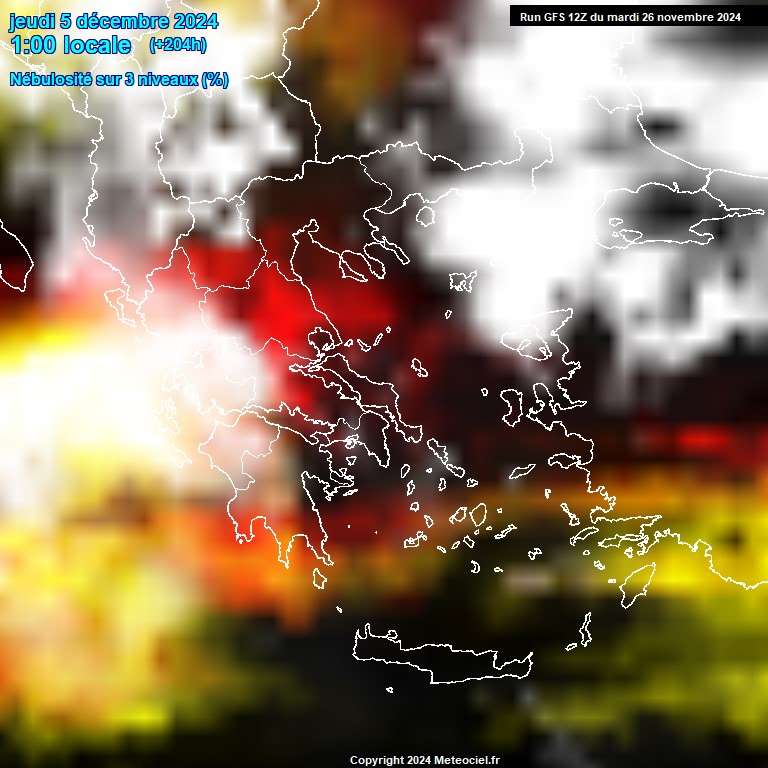 Modele GFS - Carte prvisions 