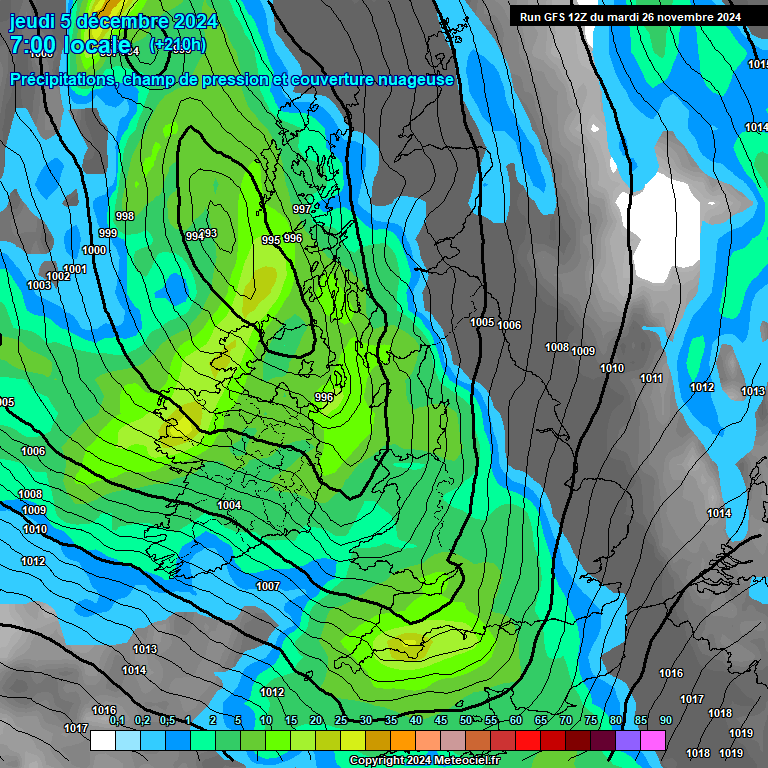 Modele GFS - Carte prvisions 