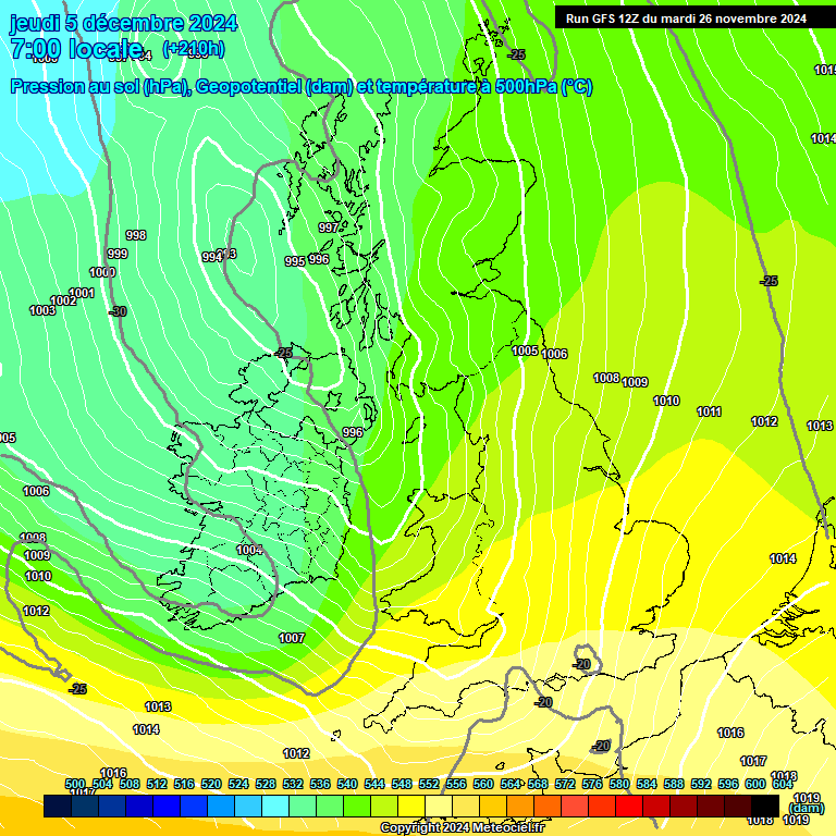 Modele GFS - Carte prvisions 