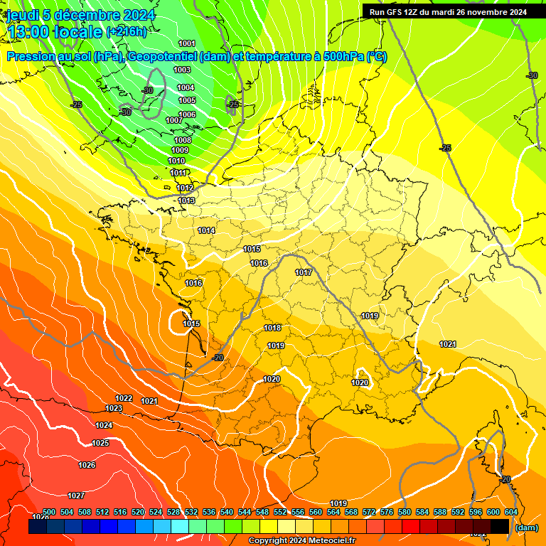 Modele GFS - Carte prvisions 