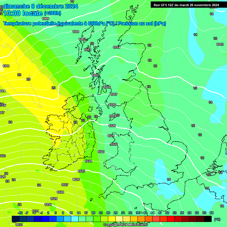 Modele GFS - Carte prvisions 