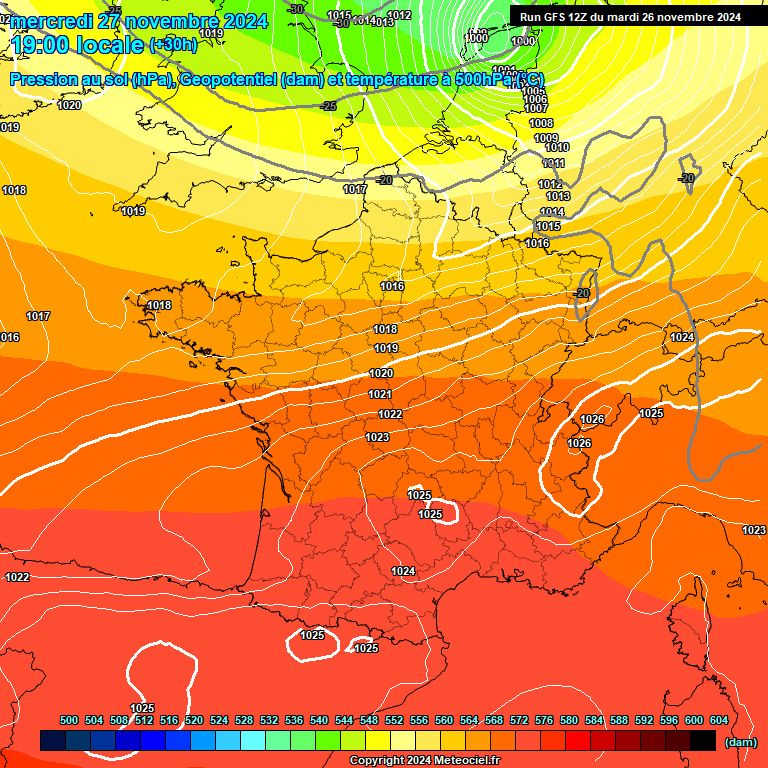 Modele GFS - Carte prvisions 