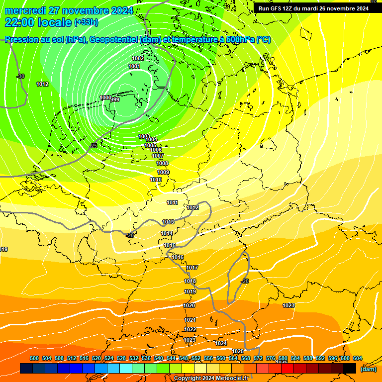 Modele GFS - Carte prvisions 