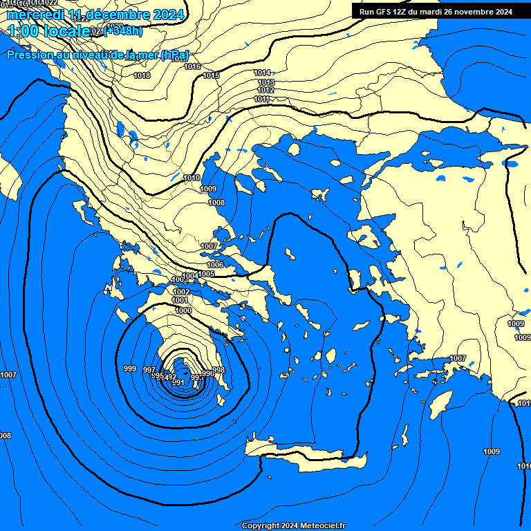 Modele GFS - Carte prvisions 