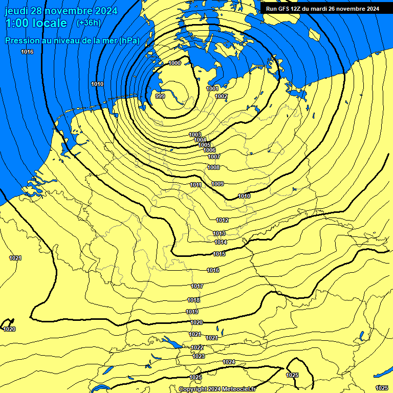 Modele GFS - Carte prvisions 