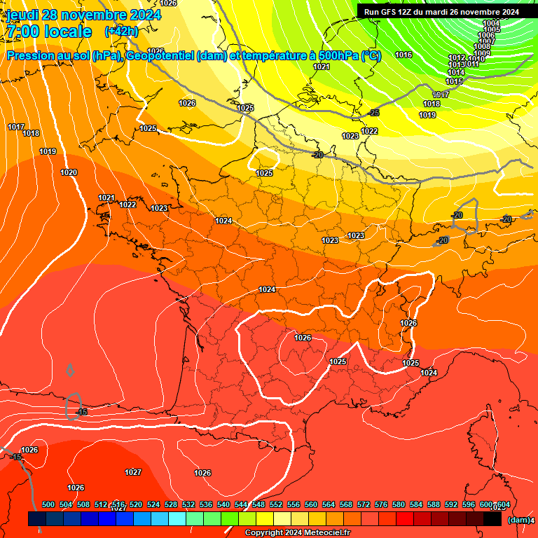 Modele GFS - Carte prvisions 