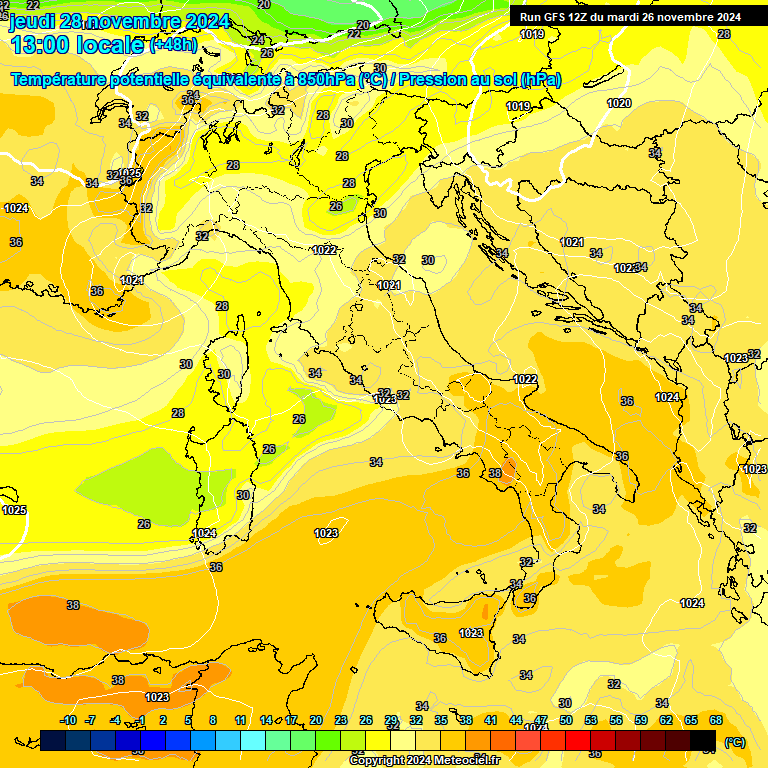 Modele GFS - Carte prvisions 