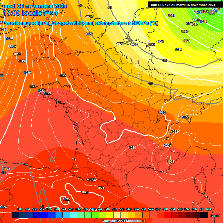 Modele GFS - Carte prvisions 