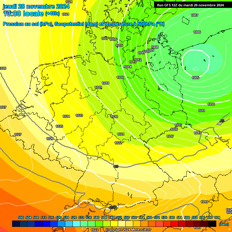 Modele GFS - Carte prvisions 