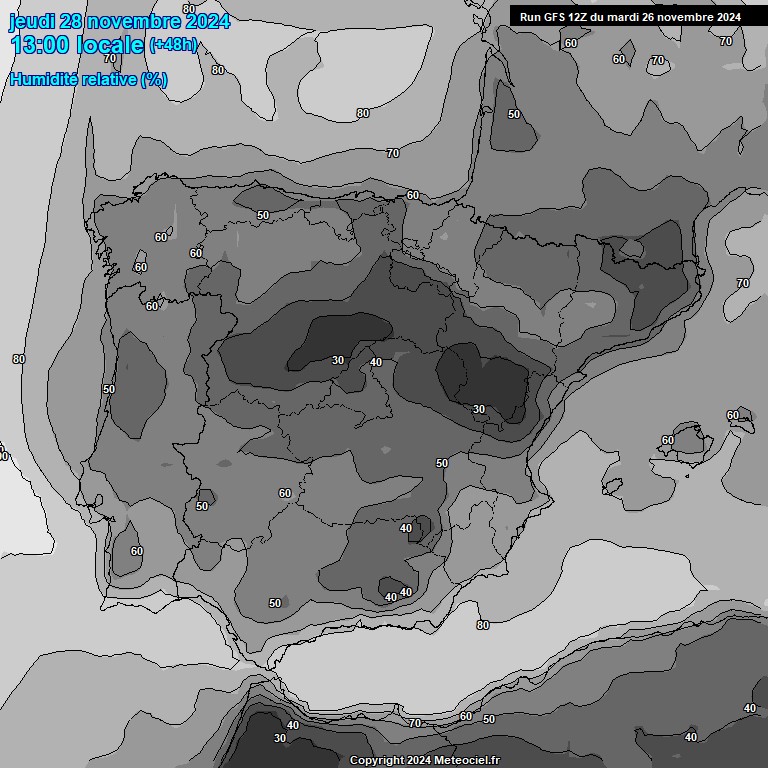 Modele GFS - Carte prvisions 