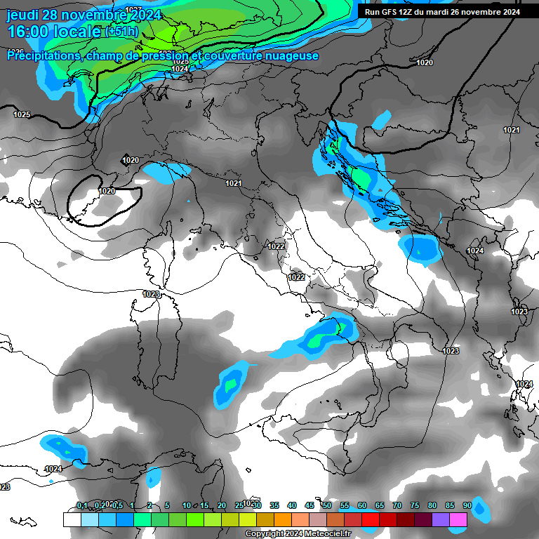 Modele GFS - Carte prvisions 