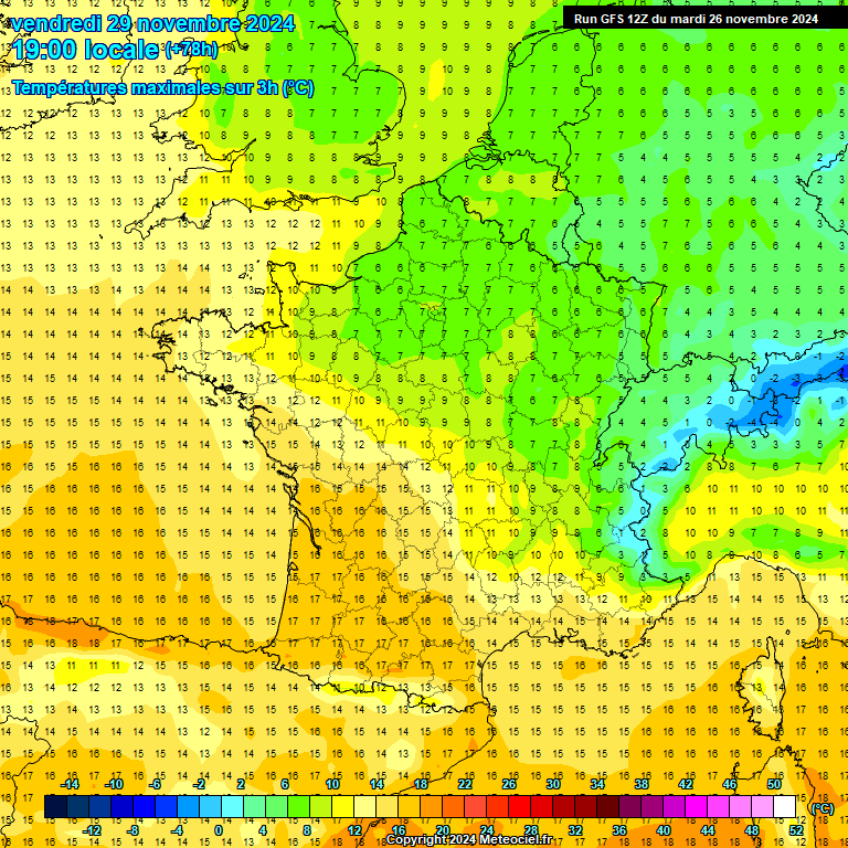 Modele GFS - Carte prvisions 