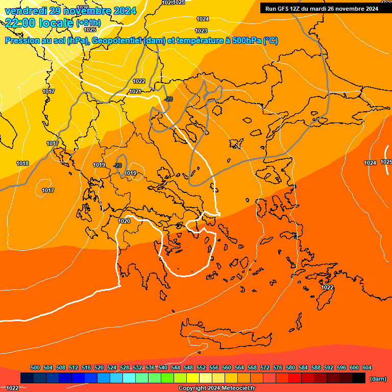 Modele GFS - Carte prvisions 