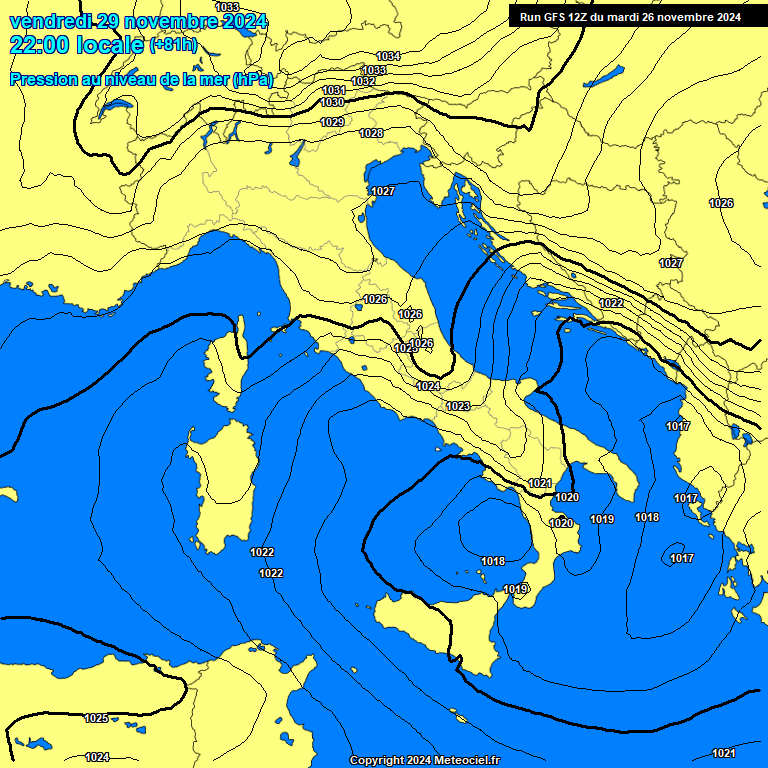 Modele GFS - Carte prvisions 