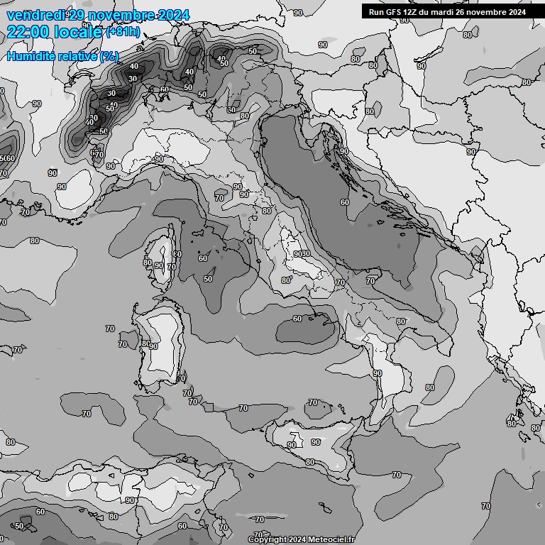 Modele GFS - Carte prvisions 