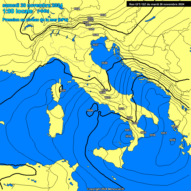 Modele GFS - Carte prvisions 