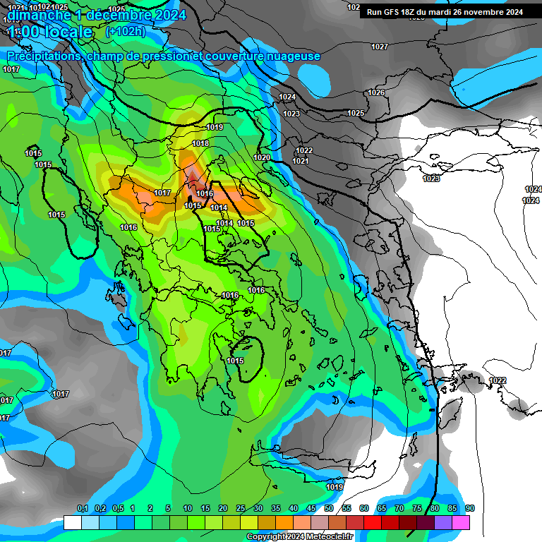 Modele GFS - Carte prvisions 