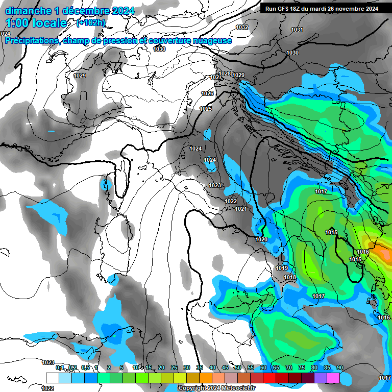 Modele GFS - Carte prvisions 