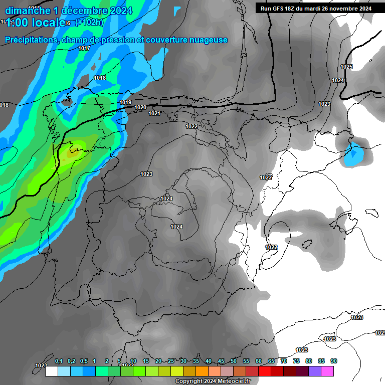 Modele GFS - Carte prvisions 