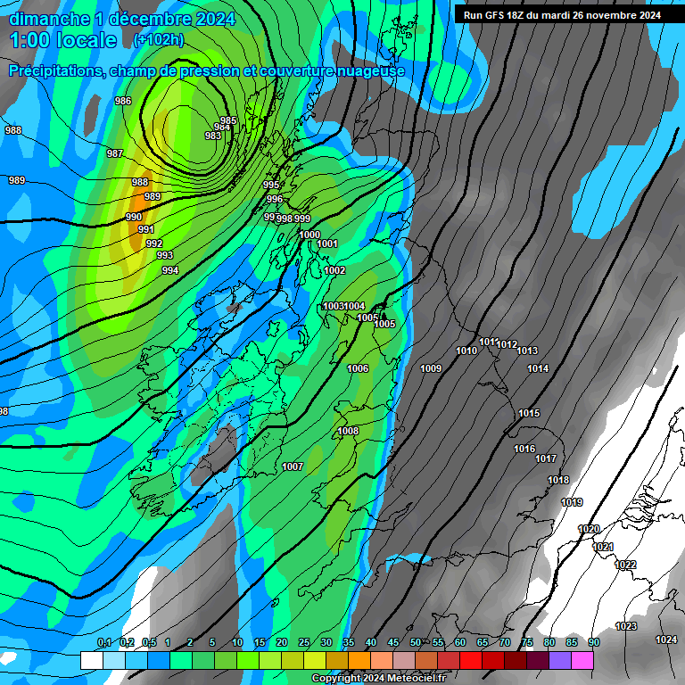 Modele GFS - Carte prvisions 