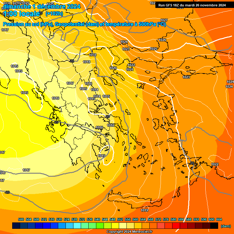 Modele GFS - Carte prvisions 