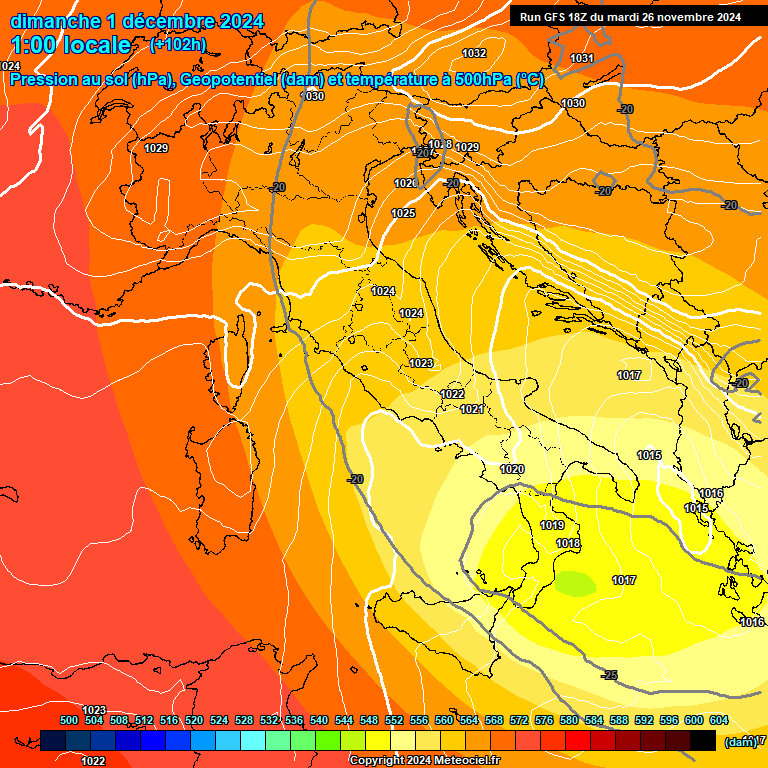 Modele GFS - Carte prvisions 