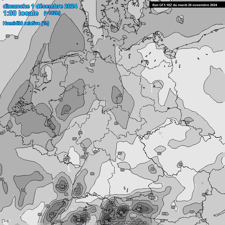 Modele GFS - Carte prvisions 