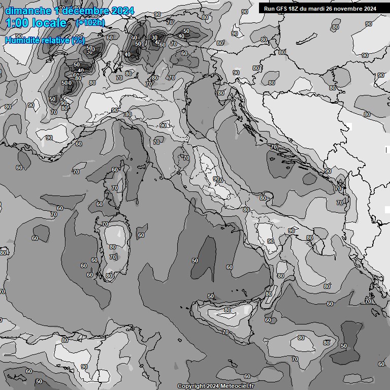 Modele GFS - Carte prvisions 