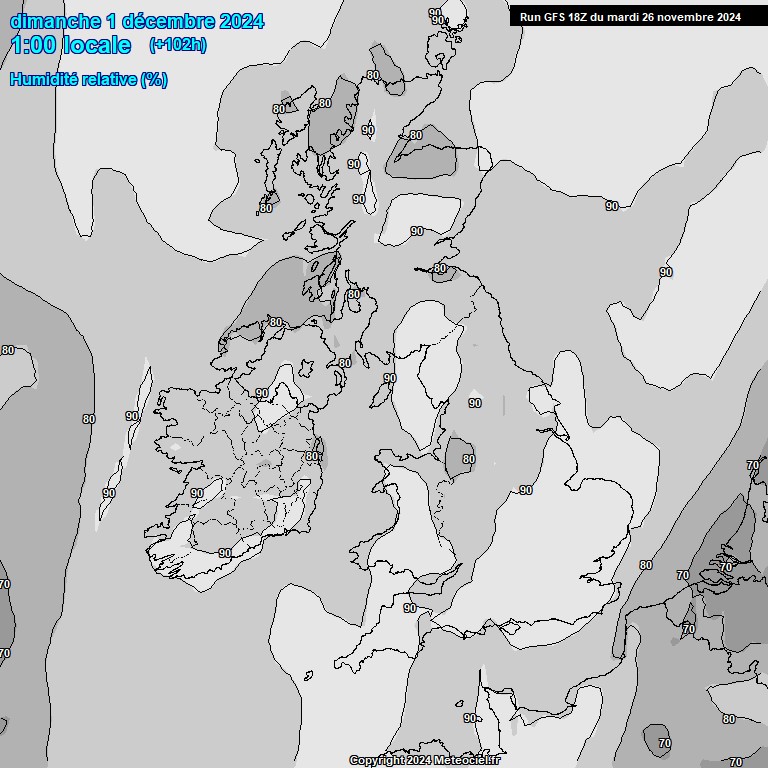 Modele GFS - Carte prvisions 