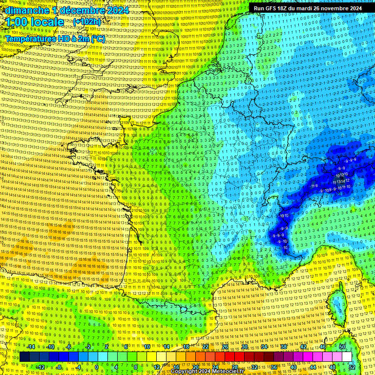 Modele GFS - Carte prvisions 