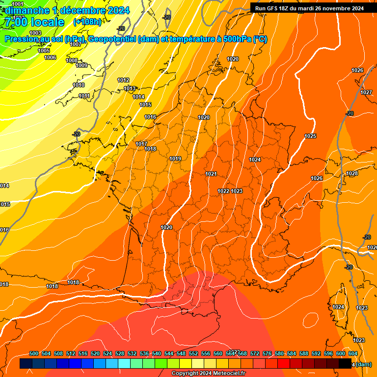 Modele GFS - Carte prvisions 