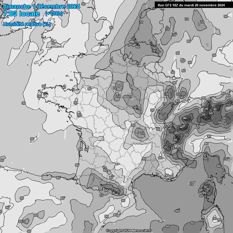 Modele GFS - Carte prvisions 