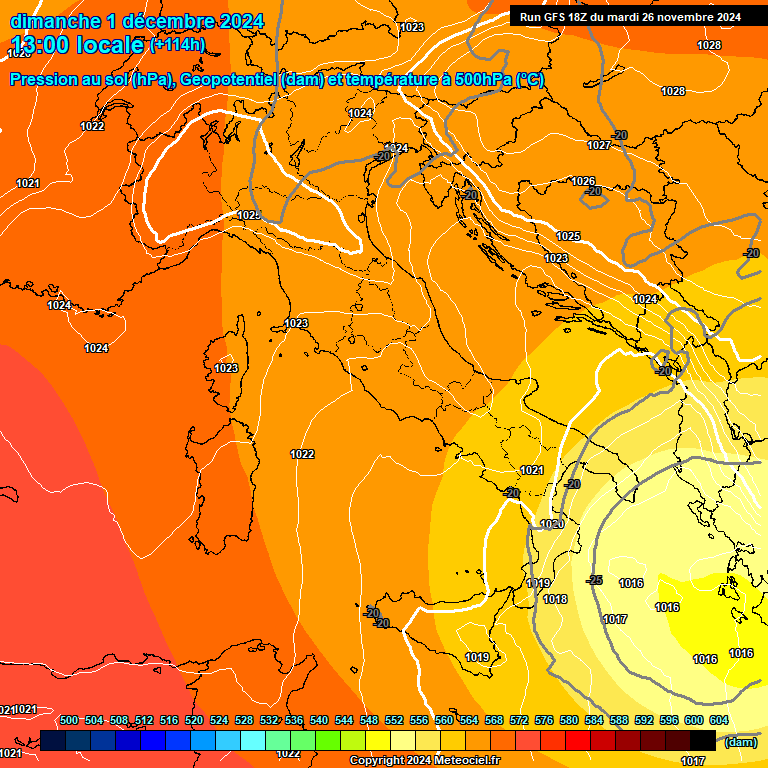 Modele GFS - Carte prvisions 