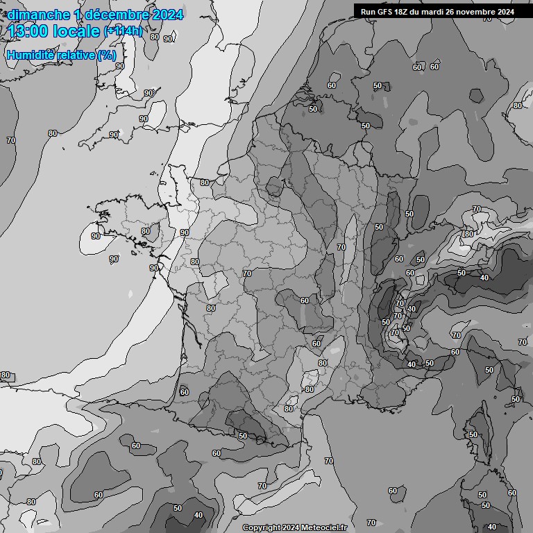 Modele GFS - Carte prvisions 