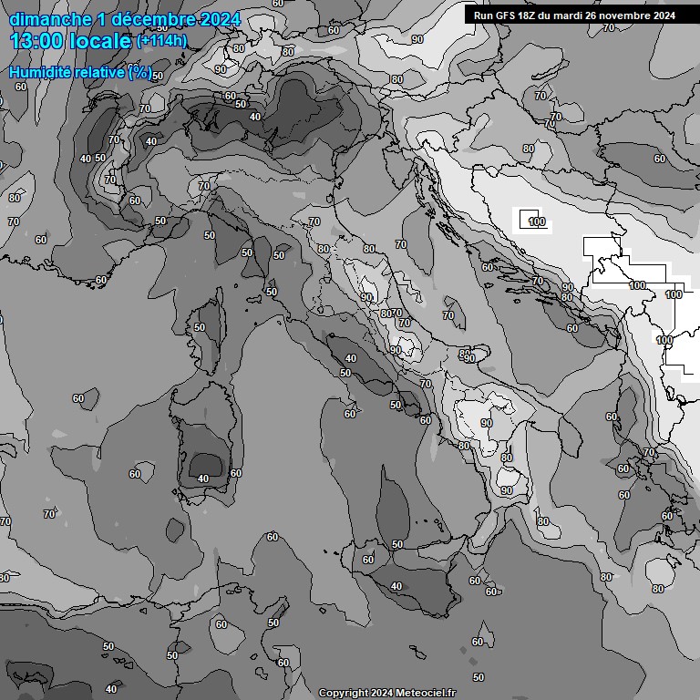 Modele GFS - Carte prvisions 